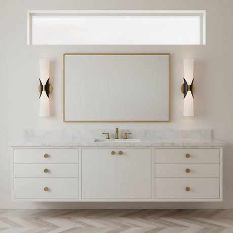 Lawson Wall Sconce 21", Patina Brass and Soft Black