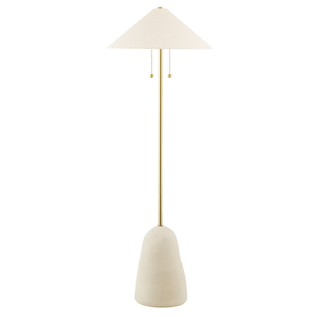 Tessa Floor Lamp 67", Textured Beige with Aged Brass