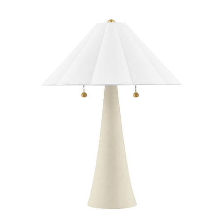 Liza Ceramic Table Lamp 23", Antique Ivory with Brass Accents