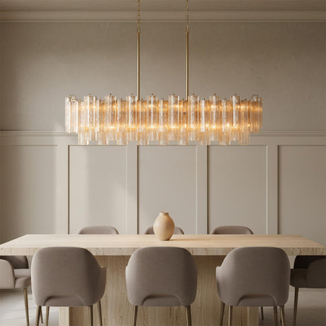 Grace Linear Chandelier 52", Brass with Topaz Glass