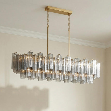 Grace Linear Chandelier 52", Brass with Smoke Glass