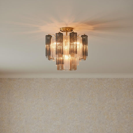 Grace Semi-Flush 18", Brass with Gilded Fog Glass