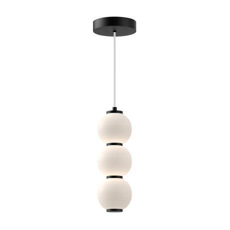 Shai LED Pendant 7", Matte Black and Opal Glass