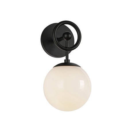 Tristen Wall Sconce 12", Matte Black and Opal Glass