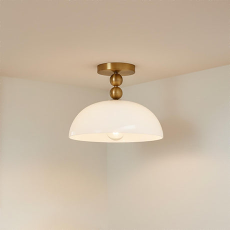 Archie Flush Mount 12", Brushed Brass and Opal Glass