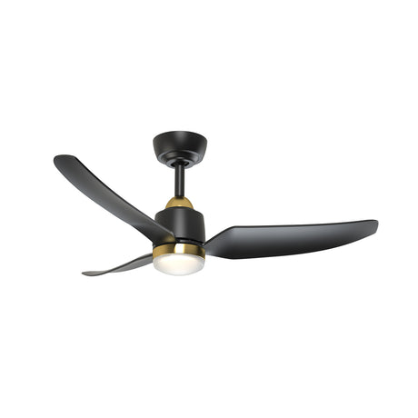 Kent LED Outdoor Ceiling Fan with Light 42", Brushed Brass and Matte Black