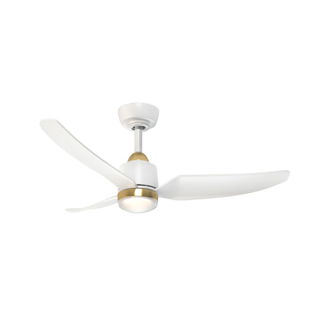 Kent LED Outdoor Ceiling Fan with Light 42", Brushed Brass and White