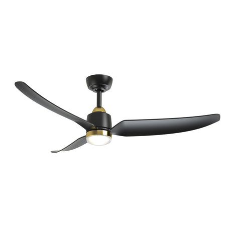 Kent LED Outdoor Ceiling Fan with Light 52", Brushed Brass and Matte Black