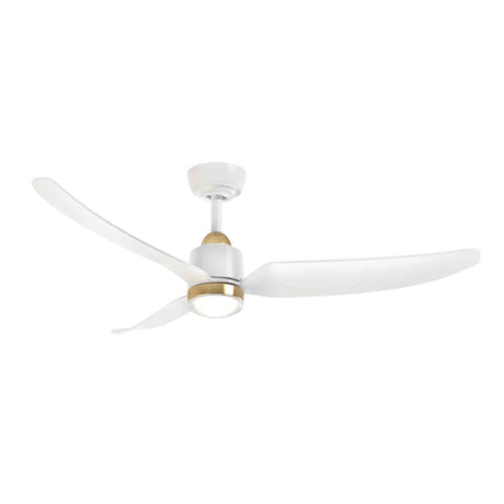 Kent LED Outdoor Ceiling Fan with Light 52", Brushed Brass and White