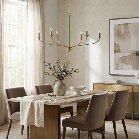 Oriana 6 Light Chandelier 40", Matte Brass