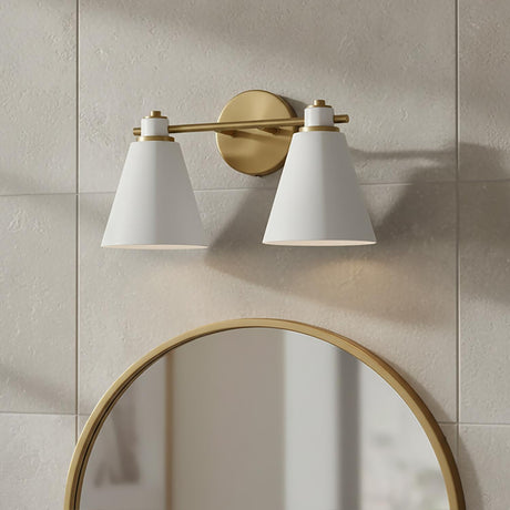 Avin 2 Light Vanity, White and Aged Brass