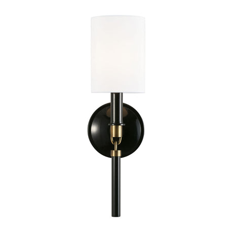Whitby Wall Sconce 17", Glossy Black and Aged Brass
