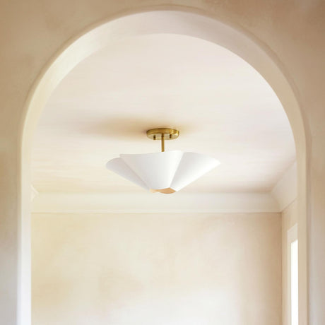 Fiore Medium Semi-Flush 19", White and Matte Brass