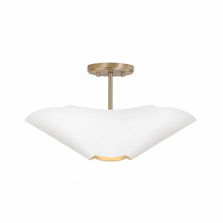 Fiore Medium Semi-Flush 19", White and Matte Brass