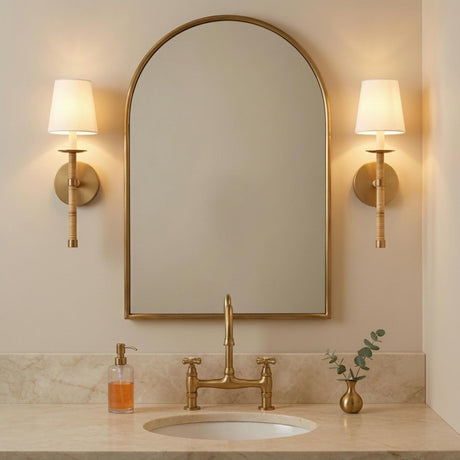 Faris Wall Sconce 18", Matte Brass with Rattan