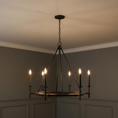 Bexley 6 Light Ring Chandelier 33", Brushed Black Iron