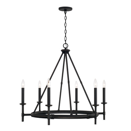 Bexley 6 Light Ring Chandelier 33", Brushed Black Iron