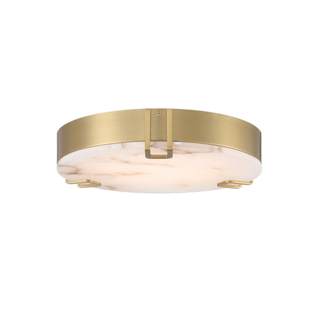 Inez Medium LED Flush Mount 16", Brass and Alabaster