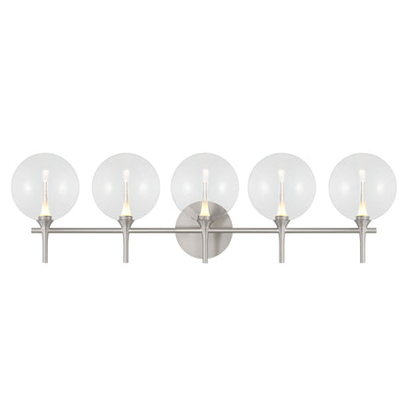 Eaton LED 5 Light Vanity, Satin Nickel and Clear Glass