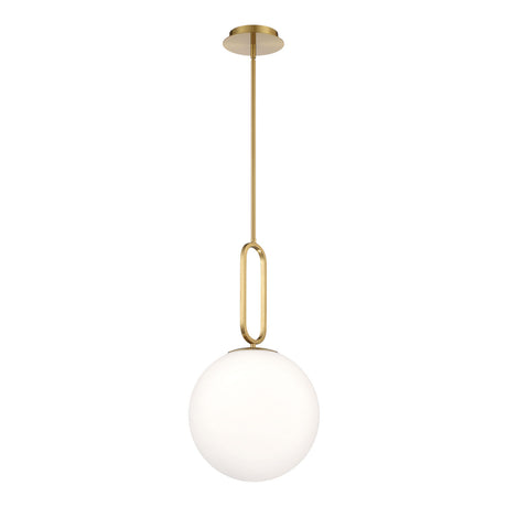 Oren Pendant 12", Brass and Opal Glass