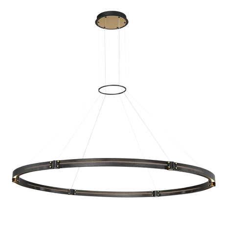 Lune LED Chandelier 62", Brass and Black