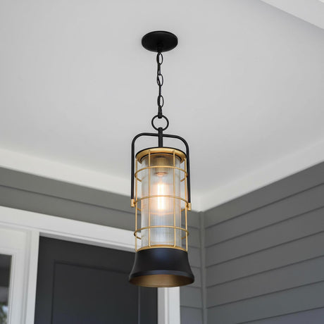 Irvington LED Outdoor Hanging Light 23", Black and Gold