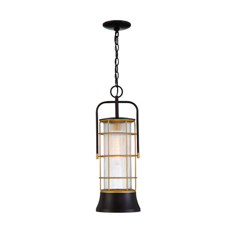 Irvington LED Outdoor Hanging Light 23", Black and Gold