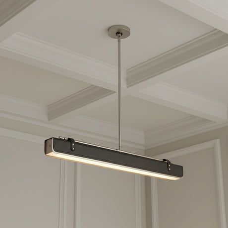Jarrett LED Linear Pendant 31", Brushed Nickel and Tuxedo Leather