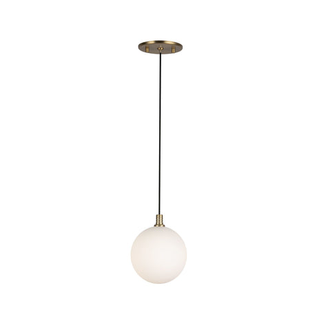 Soren LED Pendant 5", Brushed Brass and Opal Glass