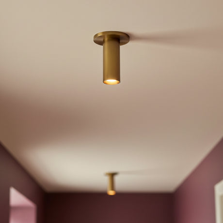 Wilber 5" Cylinder LED Flush Mount, Aged Brass