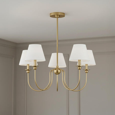 Anise 5 Light Chandelier 30", Satin Brass