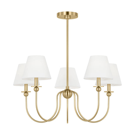 Anise 5 Light Chandelier 30", Satin Brass