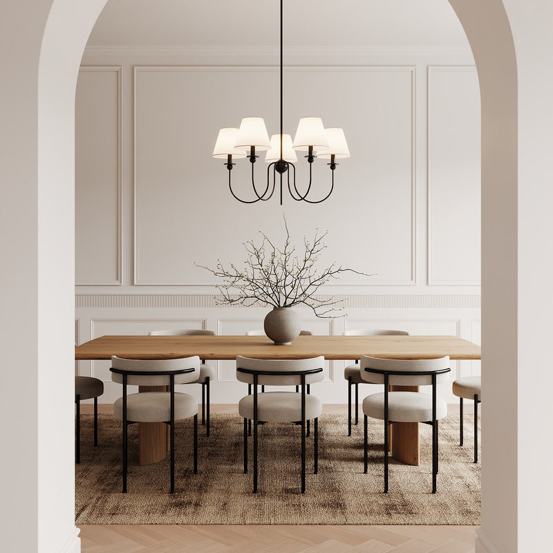 Anise 5 Light Chandelier 30", Matte Black