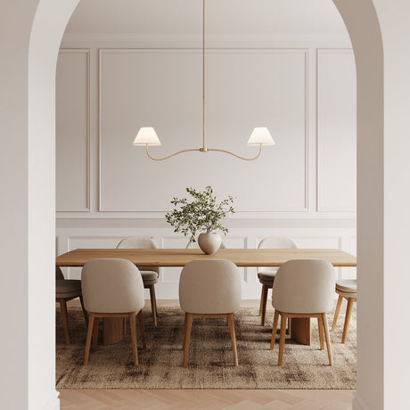 Harlow 2 Light Linear Pendant 51", Modern Brass with Rattan