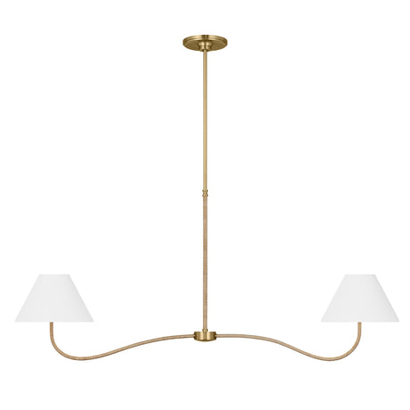 Harlow 2 Light Linear Pendant 51", Modern Brass with Rattan
