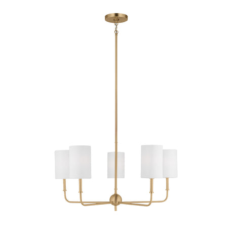 Remington 5 Light Chandelier 26", Satin Brass