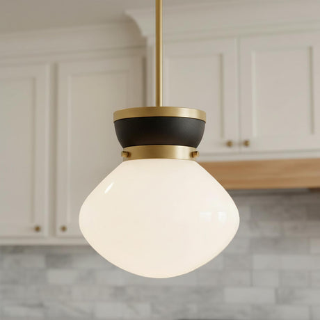 Piper Small Pendant 10", Satin Brass and Black
