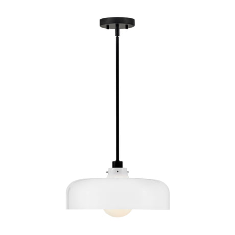 Alder Pendant 15", Black with Milk Glass