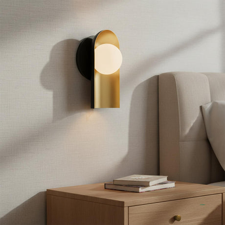 Kassidy Wall Sconce 10", Black and Satin Brass