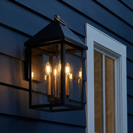 Jameson Outdoor Wall Light, Large 20" Black with Brass Accents