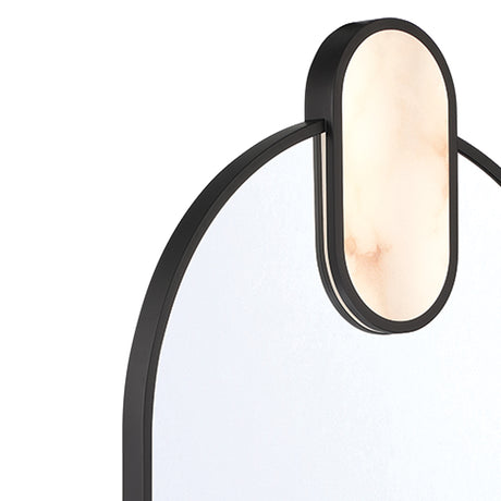 Palmer Large LED Oval Mirror 21" x 45", Matte Black and Alabaster