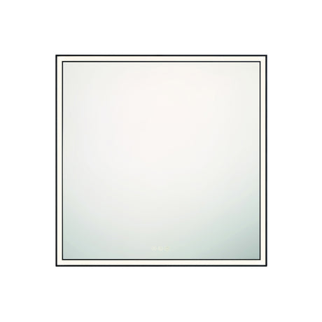 Albin Medium LED Square Mirror 32" x 32", Brushed Black