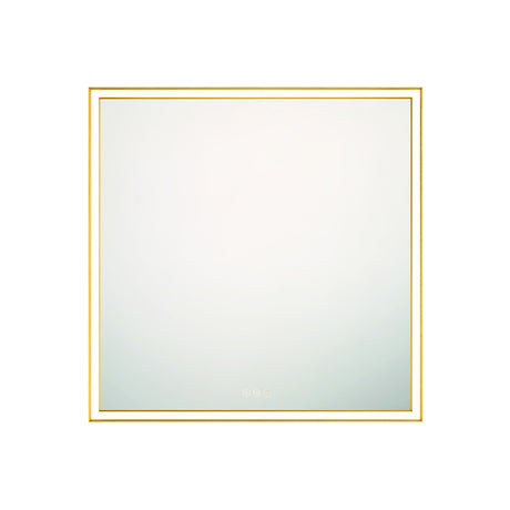 Albin Medium LED Square Mirror 32" x 32", Brushed Brass