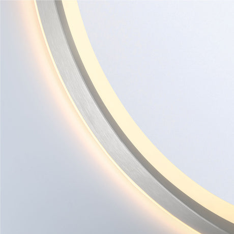 Norma Medium LED Round Mirror 32" x 32", Brushed Nickel