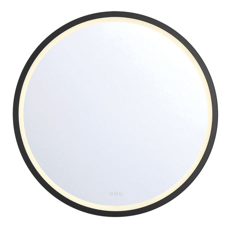 Norma Large LED Round Mirror 42" x 42", Brushed Black