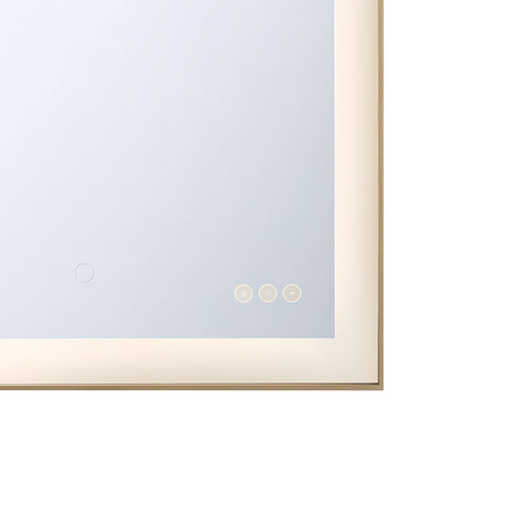 Demott Medium LED Rectangular Mirror 22" x 30", Brushed Brass