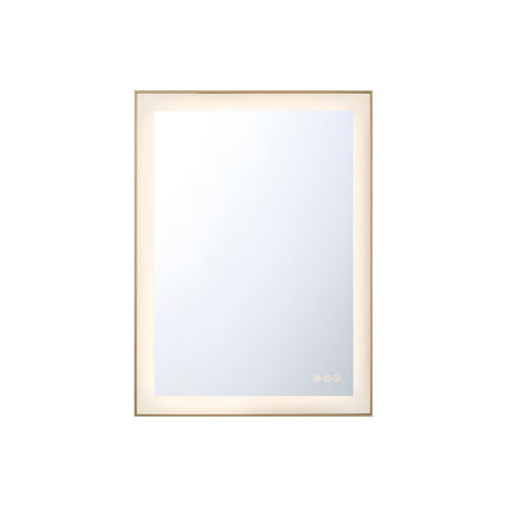 Demott Medium LED Rectangular Mirror 22" x 30", Brushed Brass