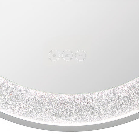 Oakdene LED Round Mirror 30" x 30", Brushed Nickel and Silver Foil