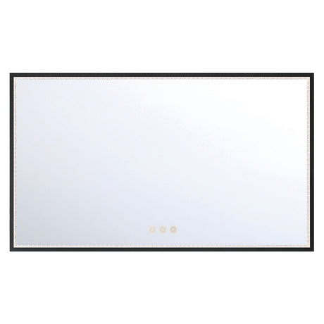 Mildred Extra Large LED Rectangular Mirror 32" x 54", Brushed Black