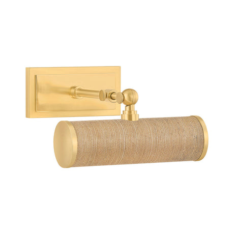 Judy Small Picture Light 8", Aged Brass and Grasscloth